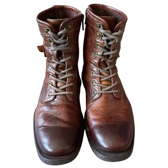 Aston Grey Rockcastle Distressed Brown Leather Boots Size 8