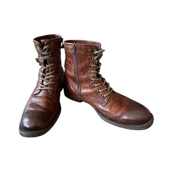 Aston Grey Rockcastle Distressed Brown Leather Boots Size 8