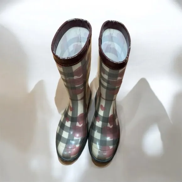 Authentic Burberry Plaid Rubber Rain Boots