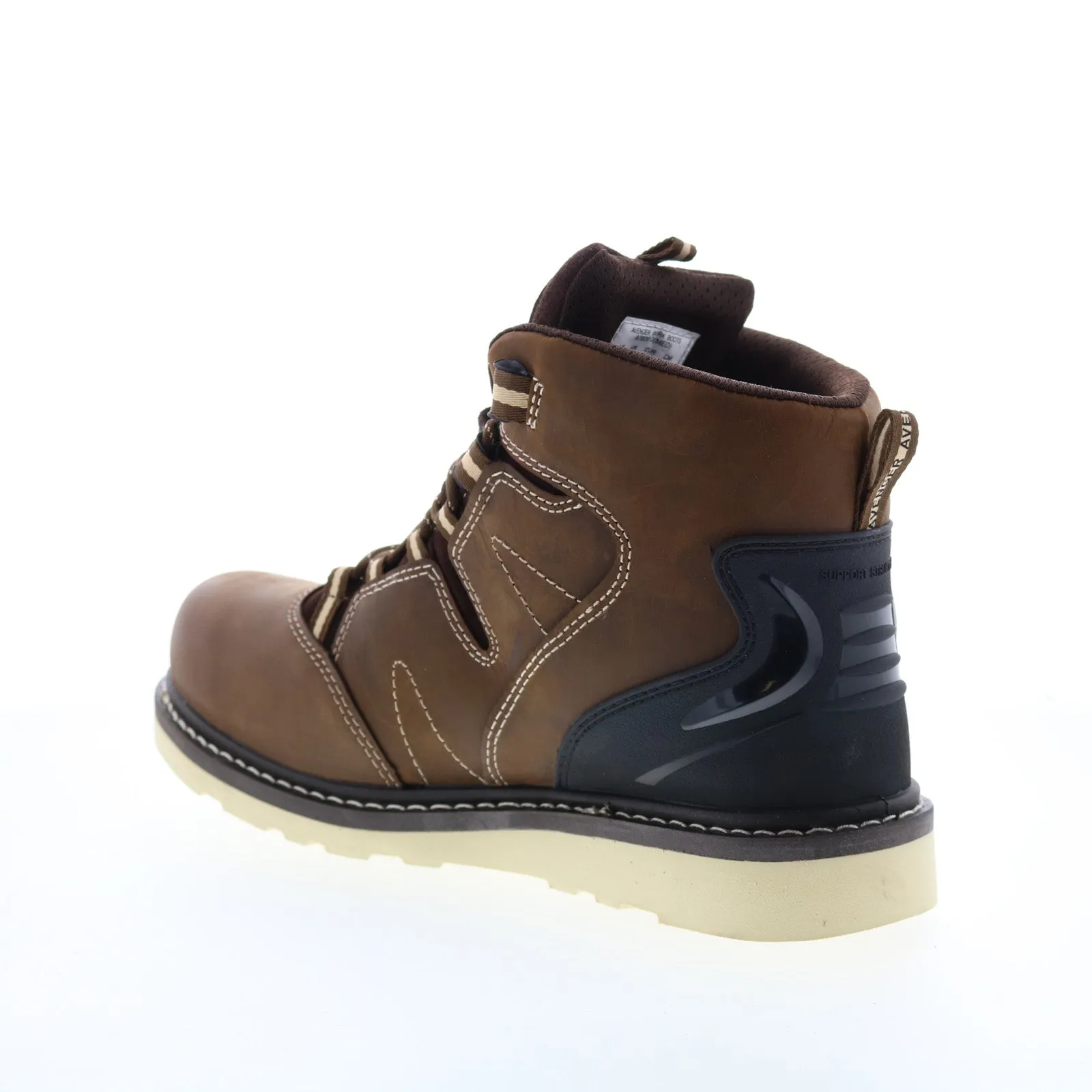 Avenger Wedge Soft Toe Electric Hazard PR WP 6" Mens Brown Wide Work Boots