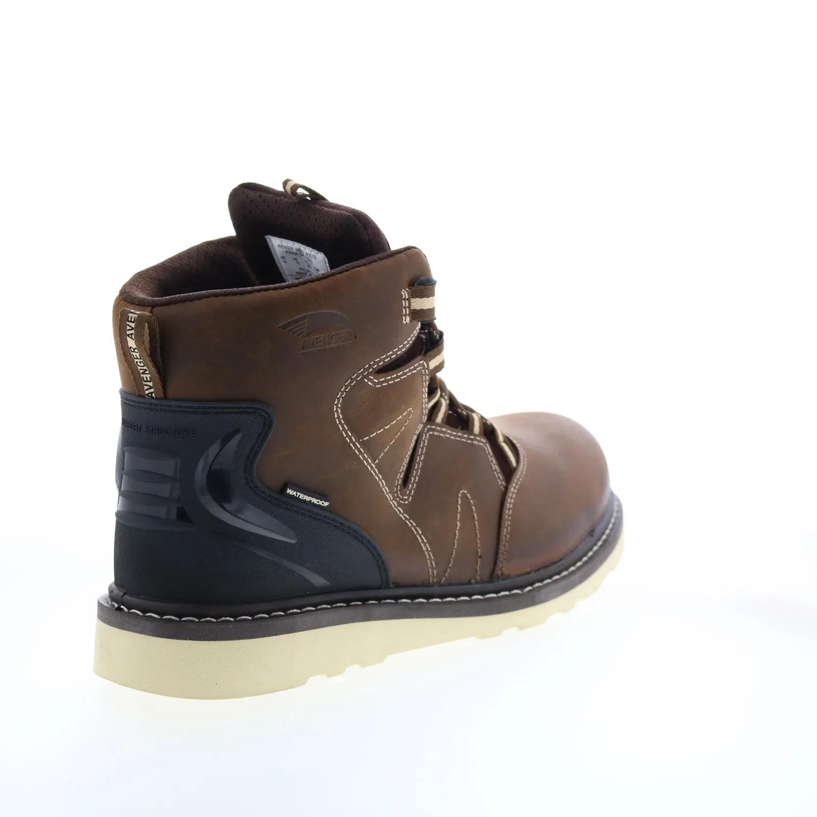 Avenger Wedge Soft Toe Electric Hazard PR WP 6" Mens Brown Wide Work Boots