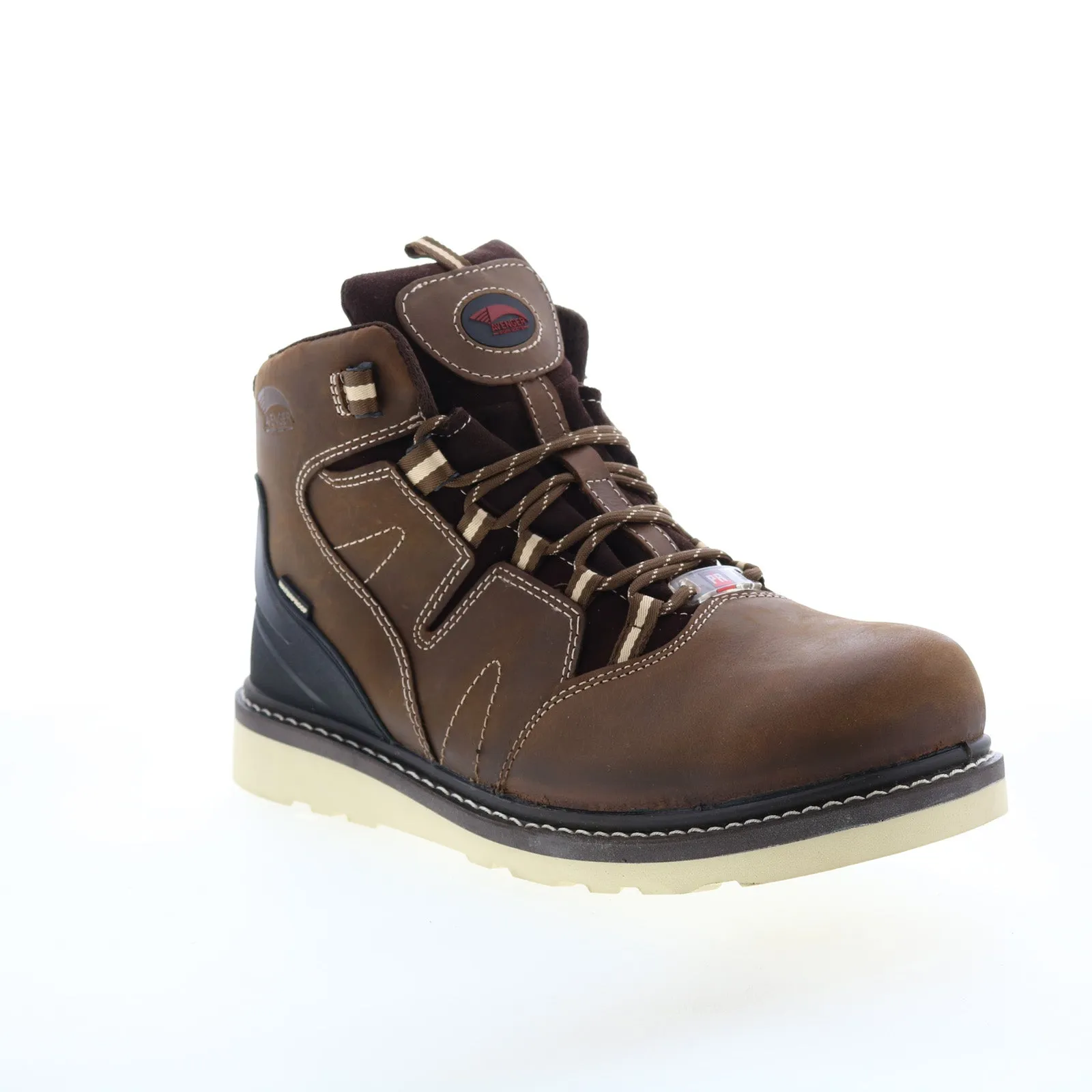 Avenger Wedge Soft Toe Electric Hazard PR WP 6" Mens Brown Wide Work Boots