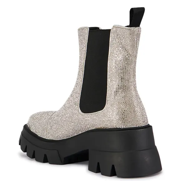 AZALEA WANG KAWAILANI SILVER RHINESTONE COMBAT BOOTIE