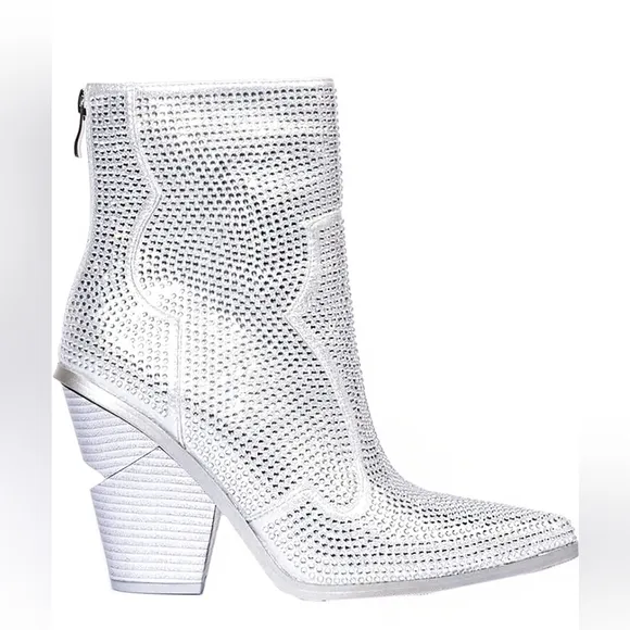 Azalea Wang Soulard Rhinestone Cowgirl Bootie SZ 9