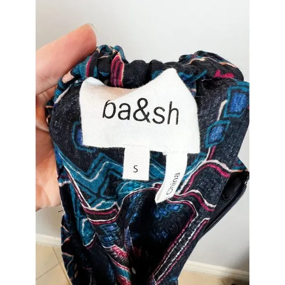 BA&amp;SH Maris Geometric-Print High-Waist Jacquard Midi Skirt Bleu Sz Small
