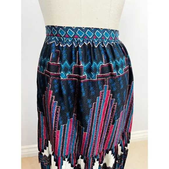 BA&amp;SH Maris Geometric-Print High-Waist Jacquard Midi Skirt Bleu Sz Small