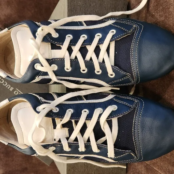 Bacco Bucci Blue/Navy and White Sneakers Sporty Casual Shoes