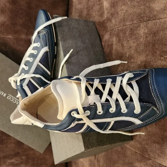 Bacco Bucci Blue/Navy and White Sneakers Sporty Casual Shoes