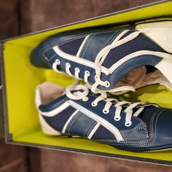Bacco Bucci Blue/Navy and White Sneakers Sporty Casual Shoes