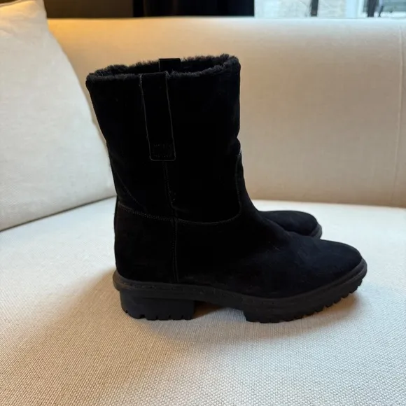 Balenciaga Shearling Boots Women's Size 38 Black Suede Winter Boots