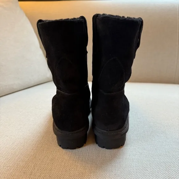 Balenciaga Shearling Boots Women's Size 38 Black Suede Winter Boots