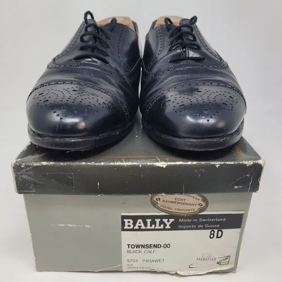 BALLY OF SWITZERLAND Wing Townsend Oxford Dress Shoes Sz 8D Parawet Hand Crafted