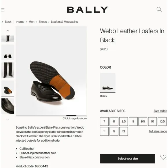 Bally Switzerland Webb Dark Brown Leather Penny Loafers Mens 10.5 Dress Shoes