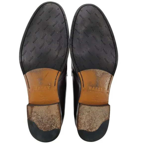 Bally Switzerland Webb Dark Brown Leather Penny Loafers Mens 10.5 Dress Shoes