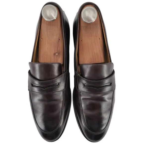 Bally Switzerland Webb Dark Brown Leather Penny Loafers Mens 10.5 Dress Shoes