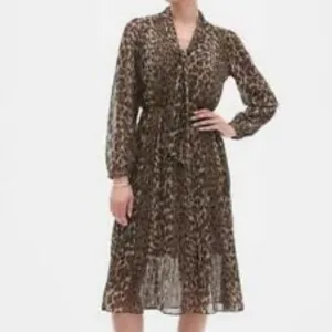 Banana Republic Animal Print Chiffon Dress NWT
