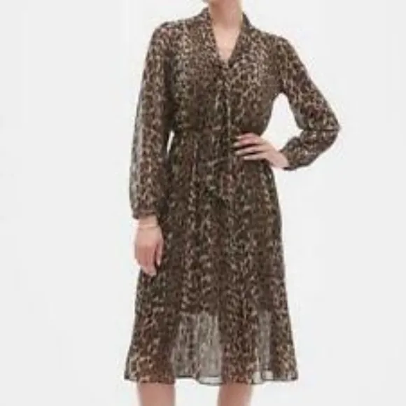 Banana Republic Animal Print Chiffon Dress NWT