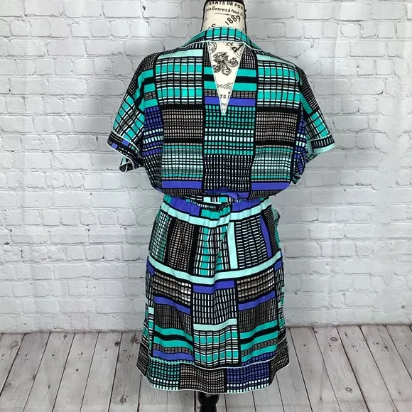 Banana Republic Geometric Purple &amp; Turquoise Dress NWT Size 10
