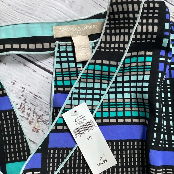 Banana Republic Geometric Purple &amp; Turquoise Dress NWT Size 10