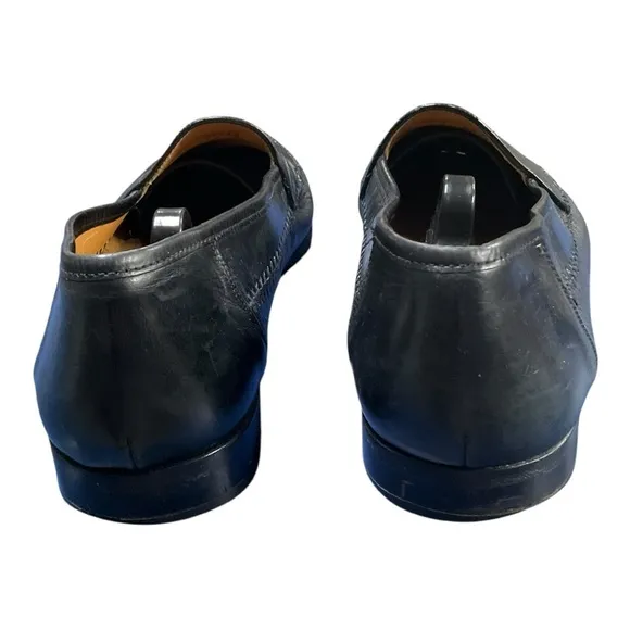 Barcelino Mens 11.5 Loafers Black 1956 H Stripe Soft Leather Hand Made In Spain