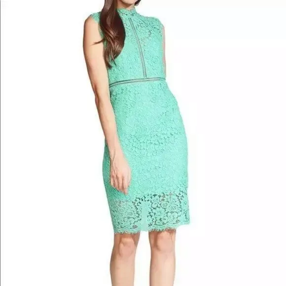 Bardot Teal Floral Lace Bodycon Cocktail Dress