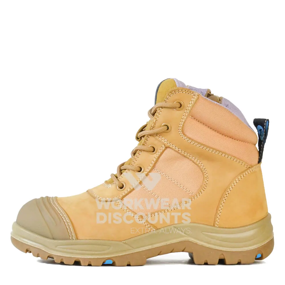 Bata Dakota Ladies Zip Side Steel Cap Boots Wheat