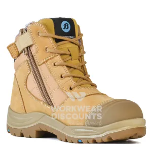 Bata Dakota Ladies Zip Side Steel Cap Boots Wheat