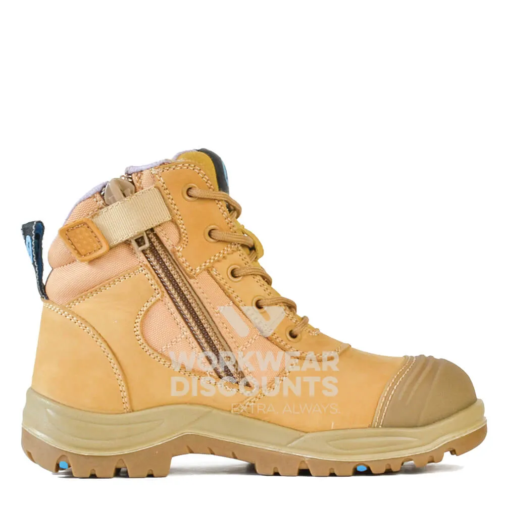 Bata Dakota Ladies Zip Side Steel Cap Boots Wheat