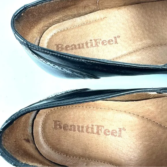 Beautifeel Shoes 38 Black Leather Suede Three Button Slip On Comfort Womens 7.5