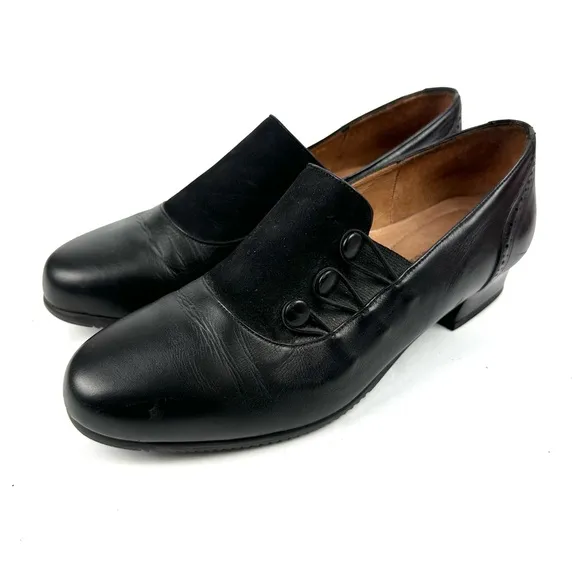 Beautifeel Shoes 38 Black Leather Suede Three Button Slip On Comfort Womens 7.5