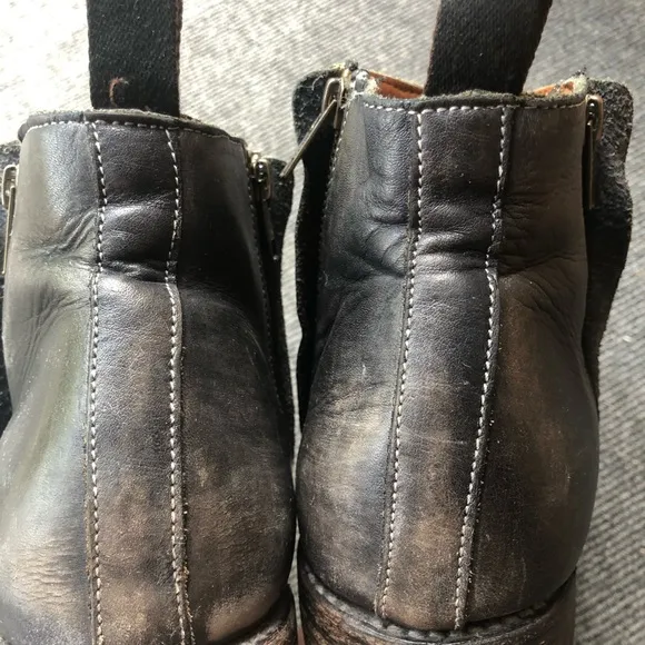 Bed Stu Boots Handmade Distress Ankle Leather Side Zipper Rugged Bohemian 8.5