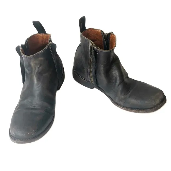 Bed Stu Boots Handmade Distress Ankle Leather Side Zipper Rugged Bohemian 8.5