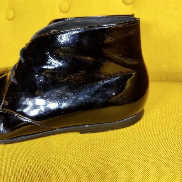 Bed Stu Men's Black Patent Leather Chukka Lace Up Boots Shoes Size 10