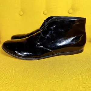 Bed Stu Men's Black Patent Leather Chukka Lace Up Boots Shoes Size 10
