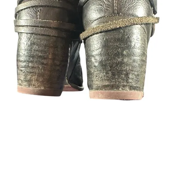 BED|STU REA Rustic Leather Moto Boots Size 7.5 O-Ring Mid-Calf Vibram Sole