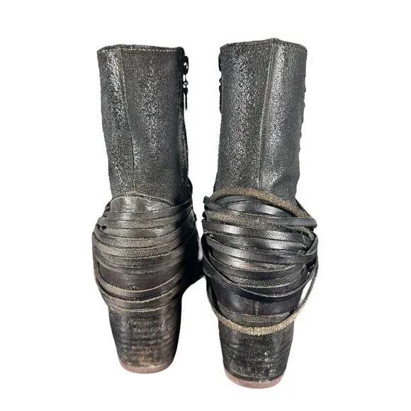 BED|STU REA Rustic Leather Moto Boots Size 7.5 O-Ring Mid-Calf Vibram Sole