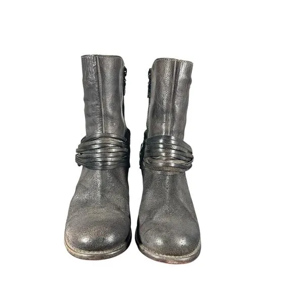 BED|STU REA Rustic Leather Moto Boots Size 7.5 O-Ring Mid-Calf Vibram Sole