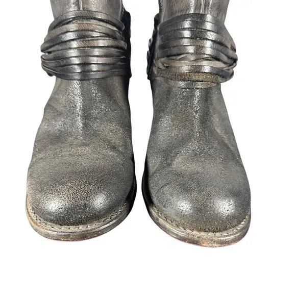 BED|STU REA Rustic Leather Moto Boots Size 7.5 O-Ring Mid-Calf Vibram Sole