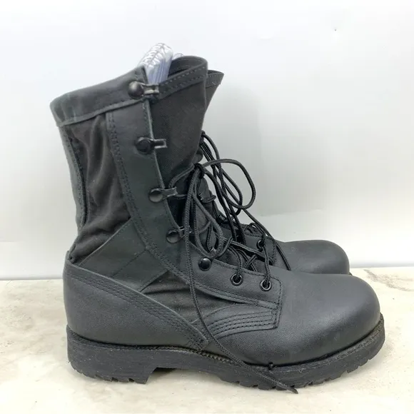 Belleville Boots Men Size 6 Black Leather Shoes Combat Military Steel Toe Vibram