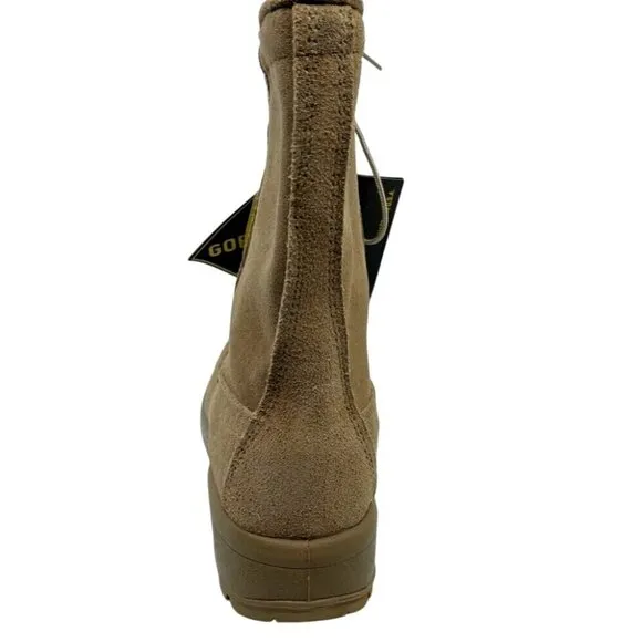 Belleville Womens Combat Boots Beige Round Toe Mid Calf Lace Up Wedge Heel 5 New