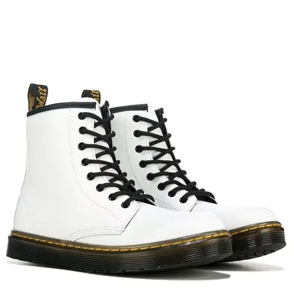 Big Girl's Dr. Martens Zavala Combat Boots - White - 5 - NWOB