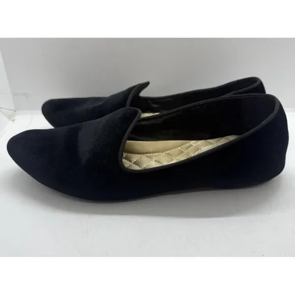 Birdies Black Velvet Heron Flat Loafer Luxury Comfort Shoes Women's Sz 7 Sneaker