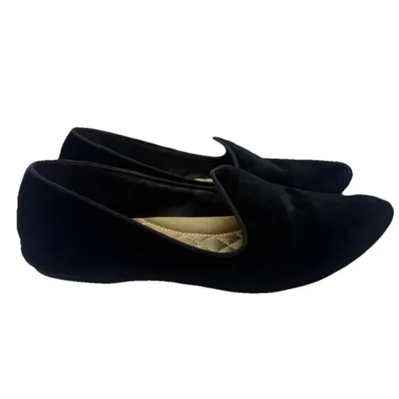 Birdies Black Velvet Heron Flat Loafer Luxury Comfort Shoes Women's Sz 7 Sneaker