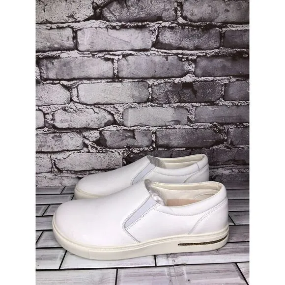 Birkenstock White Leather Oswego Slip On Loafers Shoes Women Sz 42EU/11M US