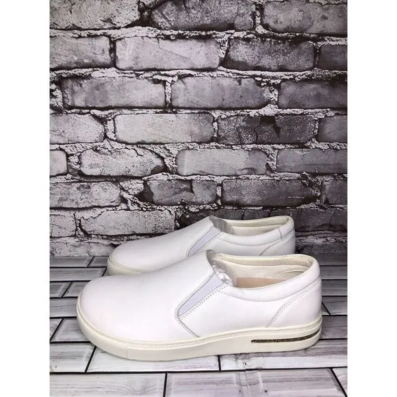 Birkenstock White Leather Oswego Slip On Loafers Shoes Women Sz 42EU/11M US