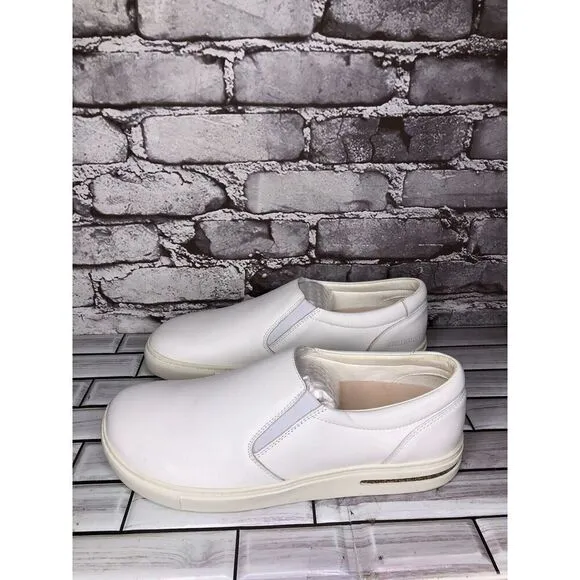 Birkenstock White Leather Oswego Slip On Loafers Shoes Women Sz 42EU/11M US