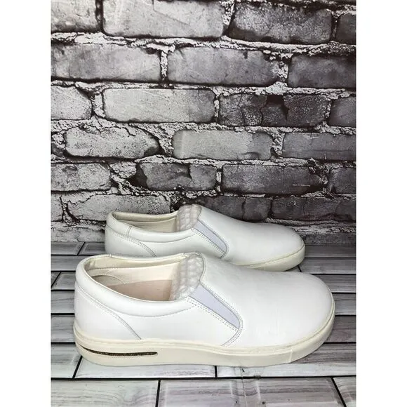 Birkenstock White Leather Oswego Slip On Loafers Shoes Women Sz 42EU/11M US