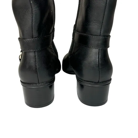 Black &amp; Brown Leather Knee Boots Bandalino Zipper 2” Block Heels Worn Once Only