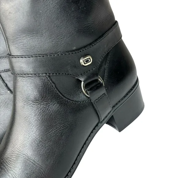 Black &amp; Brown Leather Knee Boots Bandalino Zipper 2” Block Heels Worn Once Only