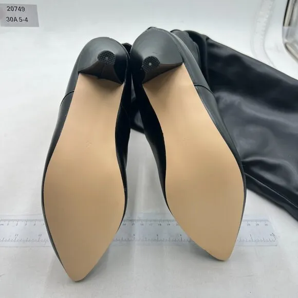 Black Bow Pointed Toe Knee High Long Boot Pull On High Heels Boot Dress Shoes